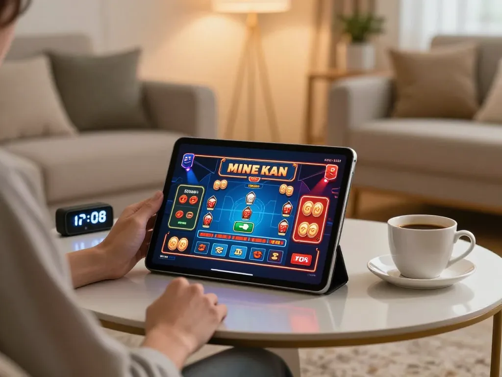 Engaging online gaming experience with dh88 on a tablet in a cozy living room setting.