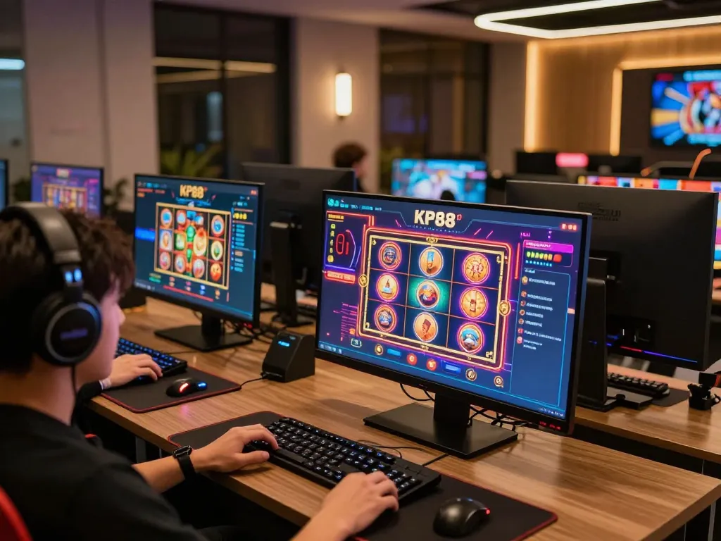 Players engage in exciting KP88 online casino games during their gaming session, showcasing vibrant interfaces and immersive experience.
