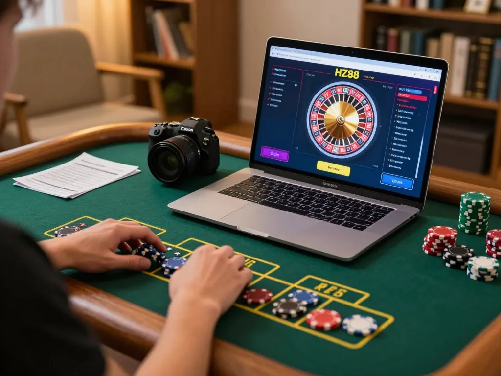 Engaging in live dealer roulette on HZ88, showcasing a dynamic online gambling experience.