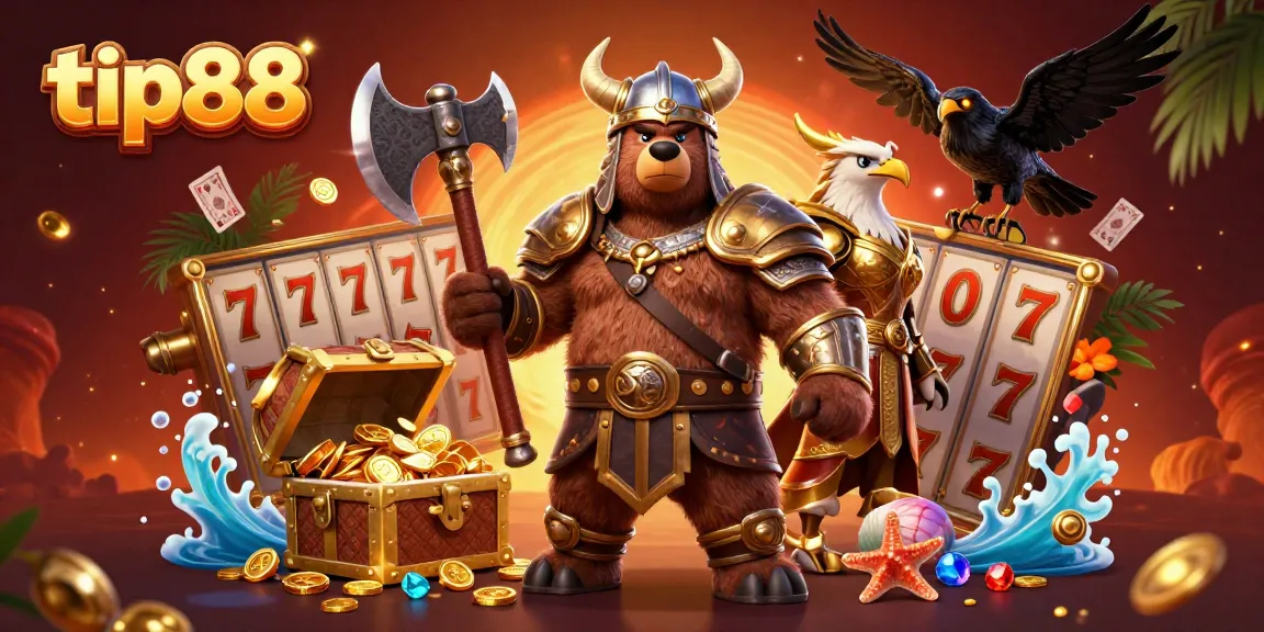 Experience winning with tip88 in a vibrant 3D casino scene full of action and excitement.
