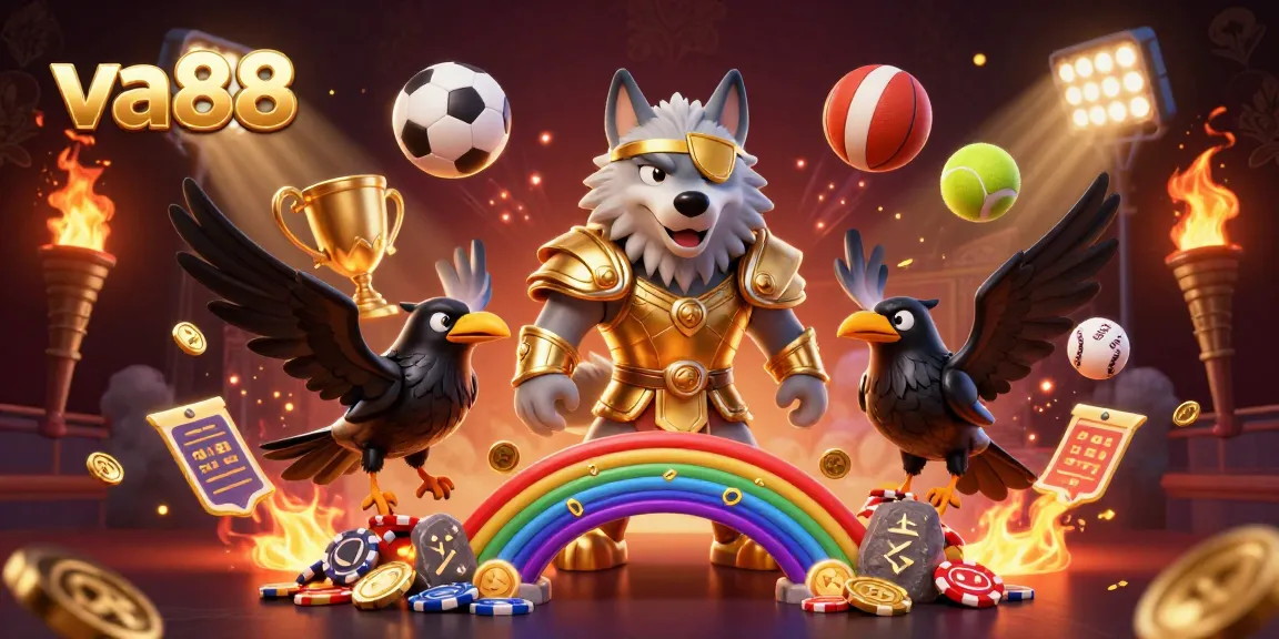 va88 showcases an energetic depiction of a Norse-themed online casino experience with sports betting elements