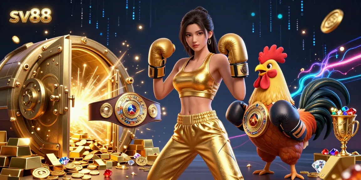 Experience exciting gameplay at sv88 with dynamic 3D characters and golden treasures in a captivating online casino scene.