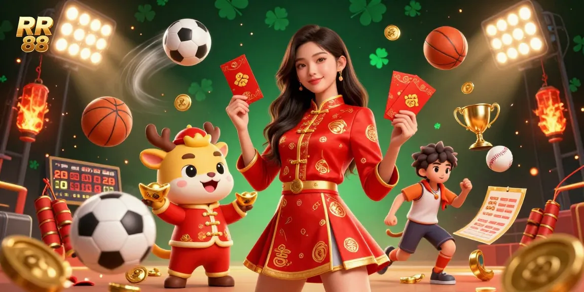 Engage with exciting gambling at RR 88 featuring vibrant scenes of sports fun and festive celebrations.