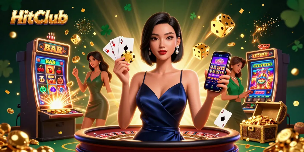 Experience the thrill with HitClub, featuring a stunning casino scene of winning and excitement.