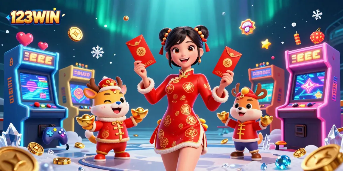 Experience the festive spirit of 123WIN as you engage with dynamic gaming elements, celebrating wins and fortune.