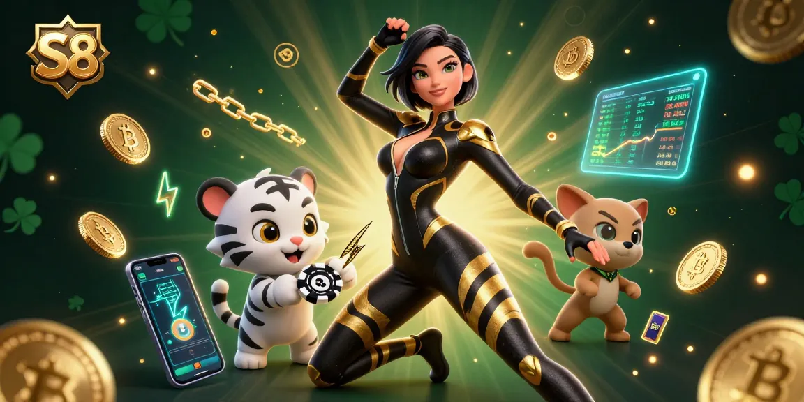 S8 players engaging with glowing crypto games and vibrant elements for a thrilling gaming experience.