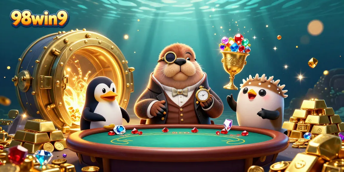 Experience thrilling gameplay at 98win9 with vibrant casino elements and engaging characters in a dynamic scene.