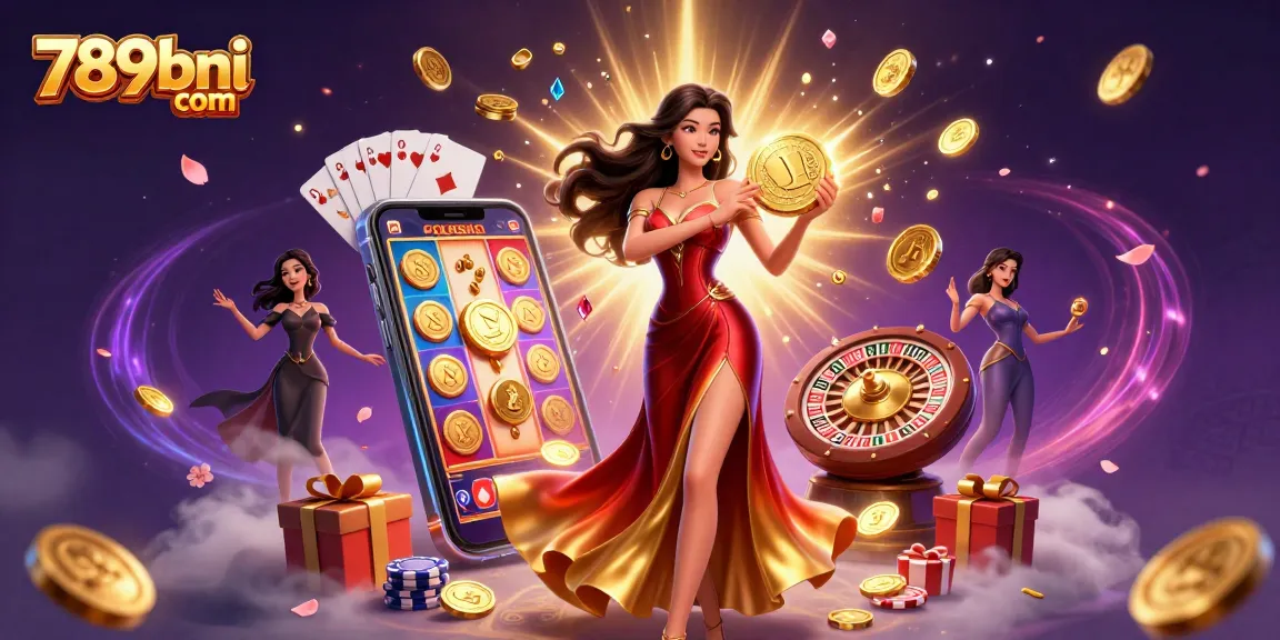 Rasakan sensasi 789bni com dengan ilustrasi kasino yang menakjubkan yang menampilkan elemen permainan yang menyenangkan dan simbol keberuntungan yang kuat.