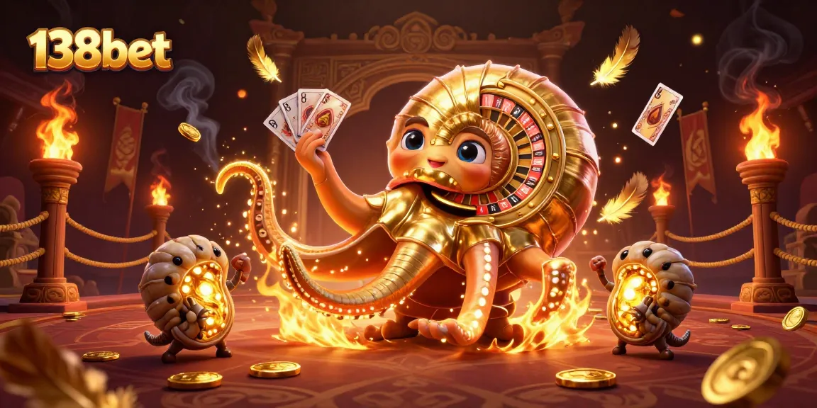 Engage in thrilling gameplay at 138bet with a dazzling 3D casino illustration featuring a giant nautilus roulette wheel.
