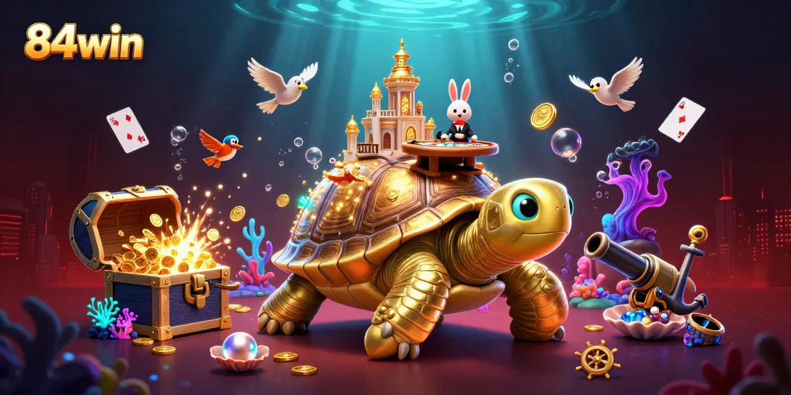 Experience thrilling casino adventures with 84win's vibrant underwater casino scene and luck-filled gameplay.