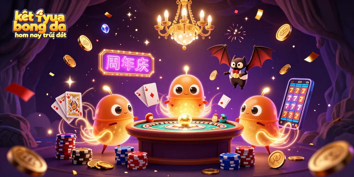 Experience the excitement of kết quả bóng đá hôm nay trực tiếp in a lively 3D cartoon casino filled with sparkling gems and golden coins.