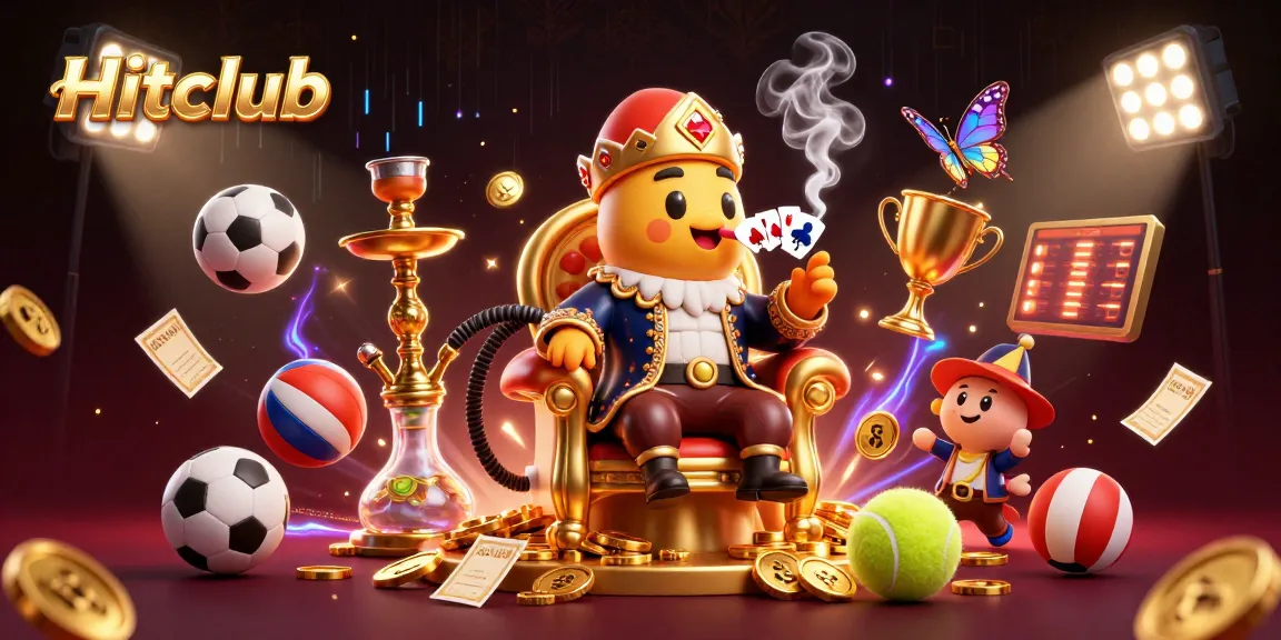 Hitclub players winning big with a spectacular online casino experience amidst vibrant gaming elements.