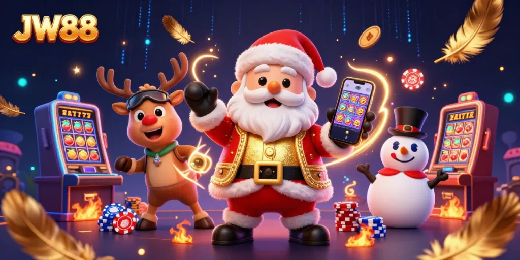 Join JW88 and experience the excitement of winning jackpots with festive casino characters.