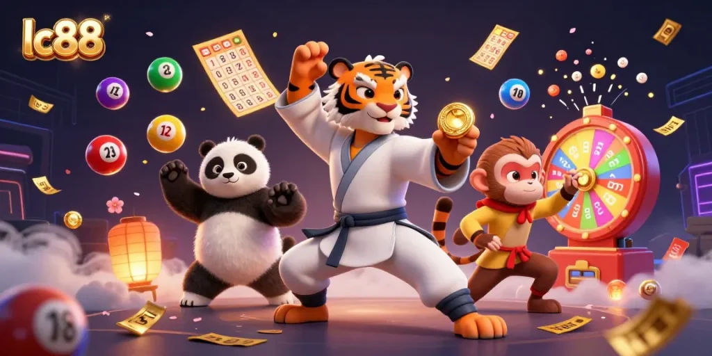 Experience epic wins with lc88 as the kung fu tiger master teaches luck surrounded by vibrant gameplay elements.