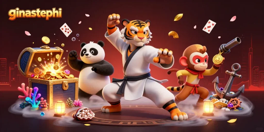 Experience thrilling action with ginastephi as the kung fu tiger and panda disciple practice in an exciting casino scene.