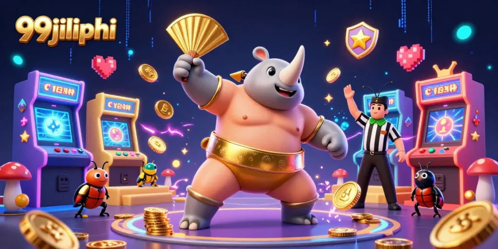 Experience thrilling gameplay with 99jiliphi as the sumo champion beetle triumphs in golden glory.