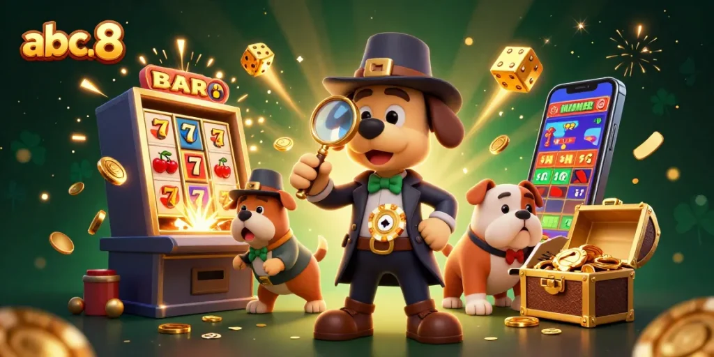 Engage with thrilling games at abc.8, featuring 3D detective characters, jackpot slot machines, and vivid casino action.