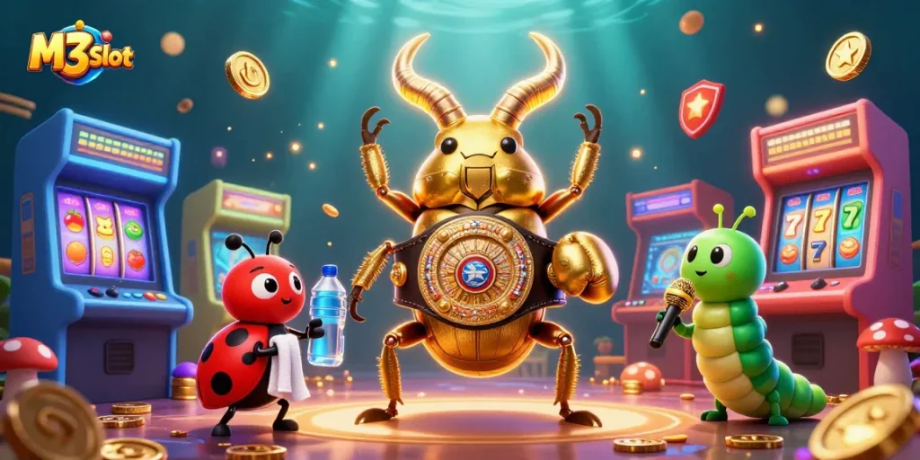 Engage with M3 Slot featuring vibrant casino elements and animated characters in an exciting atmosphere.